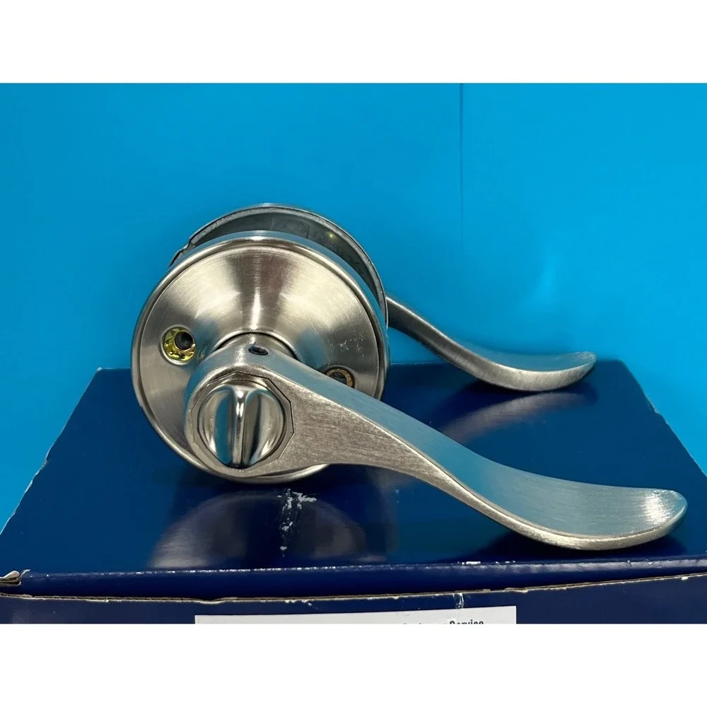 Copper Creek Wave Lever Privacy Door Handle Set in Satin Nickel Finish-NEW‎
